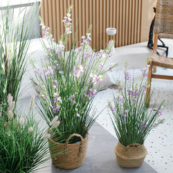 Artificial Green Potted Plants, Small Flowers, Sedge Grass, Indoor Floor-Standing Plants, Window Display, Store Landscaping, Clothing Store Decorative Ornaments