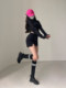 YoungGirlDay hot girl sexy zipper lapel long-sleeved bottoming jumpsuit anti-exposure hip-hugging short skirt suit