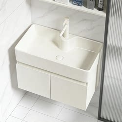 Cream-Style Small Apartment Multi-Layer Solid Wood Bathroom Cabinet Wall-Mounted Bathroom Sink Cabinet Combination Bathroom Washbasin