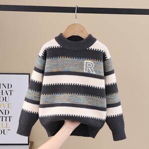
Children's sweater, autumn and winter, new thickened boys 2025 winter new Korean velvet boy knitted sweater, handsome outside wear