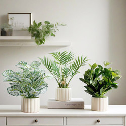Scandinavian Style Simulated Plant Potted Decoration Ornaments Living Room Indoor Office Desktop Bonsai Bionic Fake Flowers and Green Plants