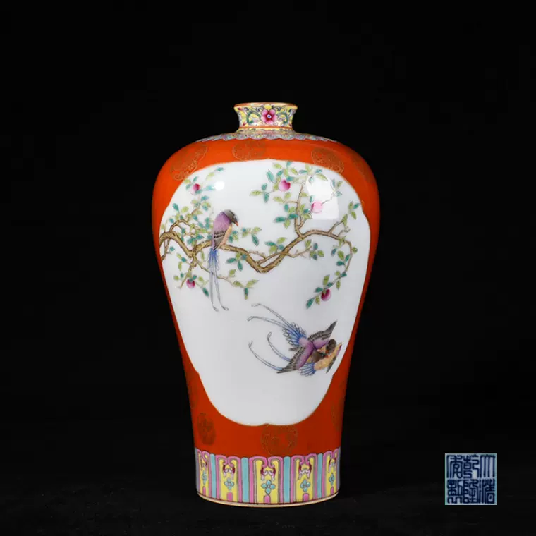 大清乾隆手絵パステル花鳥紋梅瓶一対作り古仿古瓷古玩骨董コレクション復古置物 大清乾隆手絵パステル花鳥紋梅瓶一対作り古仿古瓷古玩骨董コレクション