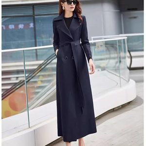 
Women's long fashion new double-breasted British style casual jacket spring and autumn long slim temperament high-end