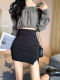 Black hip skirt for women in summer new high-waisted professional skirt sexy tight pleated one-step skirt slim short skirt