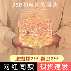 diy three-dimensional Rubik's cube tulip night light material package cube mirror flower sea clouds as a birthday gift for best friend