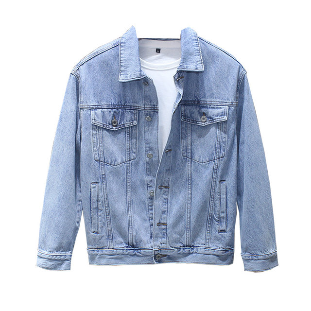 High-end Spring and Autumn Light Blue Denim Jacket Men's Loose New ...