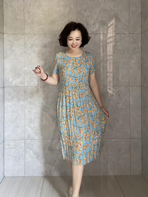 Women's Elegant Japanese Pleated Floral Dress