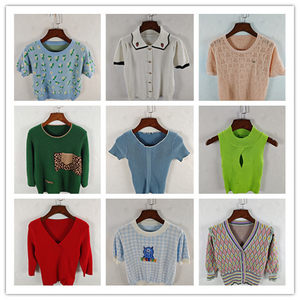
Vintage Korean style loose slim solid color pattern short knitted ice silk spring and summer bottoming cardigan