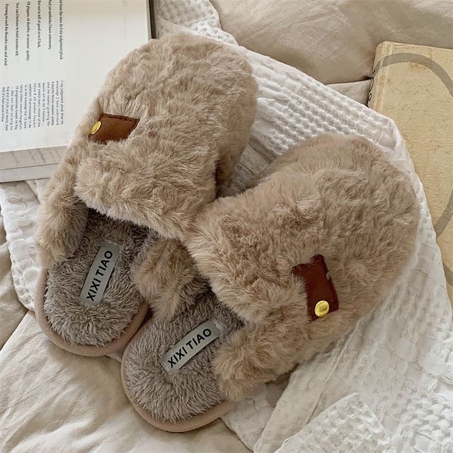 Film Women's Winter Retro Wind Warm Mao Mao Mao Shoes INS tide couple confinement soft bottom shoes home anti -slippers