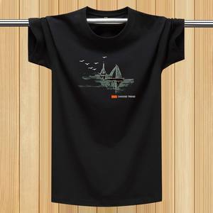 
Men's trendy short-sleeved T-shirt loose casual round neck T-shirt fat man plus size sports thin half-sleeved