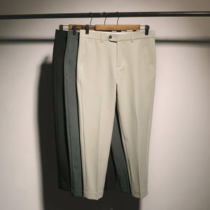 
No-iron slim fit nine-point trousers for men men's autumn and winter Korean style business drape casual small-leg pants for men