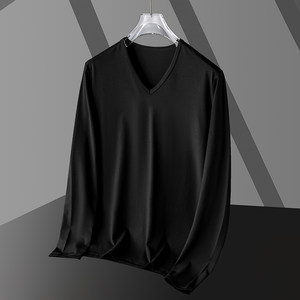 
Long-sleeved T-shirt men's V-neck trendy autumn shirt thin inner bottom shirt T-shirt autumn clothes men