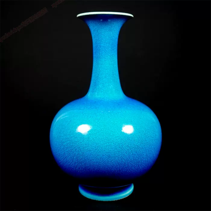 (欣賞) 蔡曉芳 曉芳窯 早期 老款 孔雀藍 翻口細頸小膽瓶 花瓶-Taobao