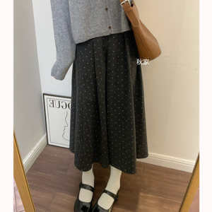 
Homemade by Qiujia/Hong Kong Island Sunset Little Love~Versatile soft pleated woolen A-line slimming skirt and long skirt