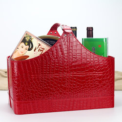 Large Gift Basket Leather Desktop Tote Basket Fruit Storage Basket Corporate Gifts Holiday New Year's Day New Year's Goods