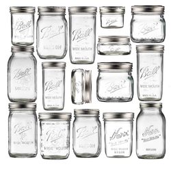 Ball Mason Jar American-Style Glass Mason Jar Transparent Oatmeal Sealed Jar Wide-Mouth Juice Beverage Storage Jar