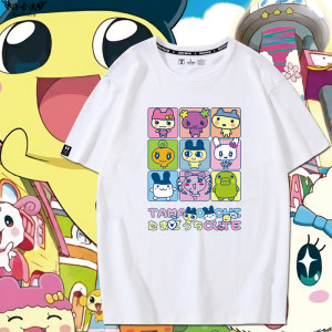 
Tamagotchi Tamagozi Electronic Pet Feeding Peripheral Short Sleeve T-shirt Men and Women Pure Cotton Loose Pain Clothes