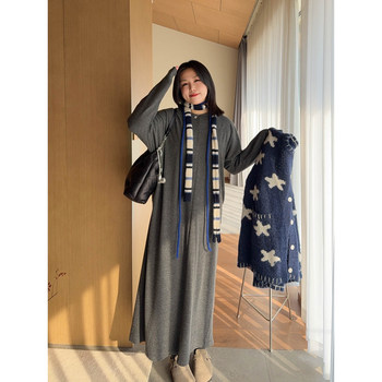 VOGANA Cannes plus size women's row minimalist style paper skirt solid color loose slimming A-line dress