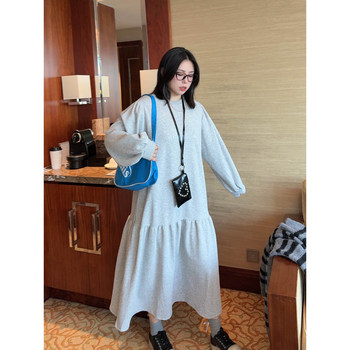 
VOGANA Cannes plus size women's wear chill lazy king fried fashionable sweatshirt dress slim ruffle dress