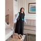 VOGANA Cannes home large size women's clothing Korean high-smart long skirt fashionable contrasting color splicing fake two-piece loose dress
