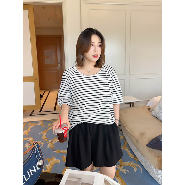 Vogana Cannes Large size original ROW wind minimal, casual loose, loose cocoon short -sleeved cotton T -shirt summer