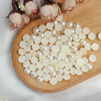 DIYABS Half Flat Bottom Material White Pearls