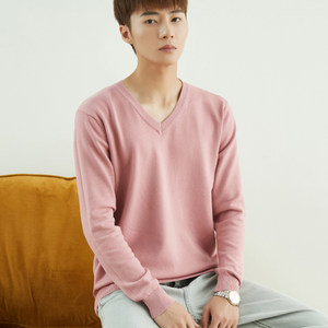 Men's round neck V-neck pullover sweater long-sleeved base knitted sweater thermal inner sweater autumn loose men's fashion
