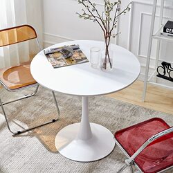 Round high-density board simple modern solid wood dining table