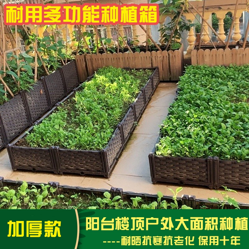 特大型種植神器家庭屋頂樓頂陽臺菜園長方形蔬菜種植箱塑料花盆 Taobao