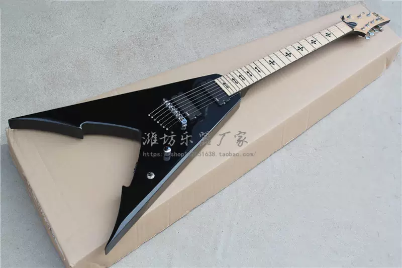 flyoung Schecter diamond series款7弦電吉他黑色琴身七絃後穿弦-Taobao