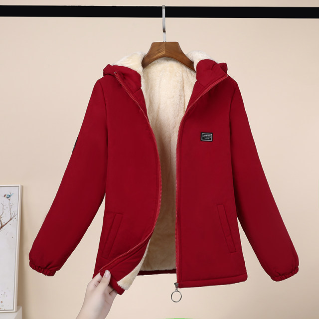 Cotton coat and cotton jacket for women in winter plus velvet thickened jacket for women 2024 new fashionable lamb fur short cotton jacket for women