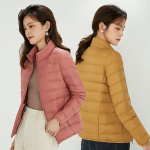 Deep down jacket female 2023 new light, thin stand -up neck long size, large size lightweight white duck down fashion jacket lady
