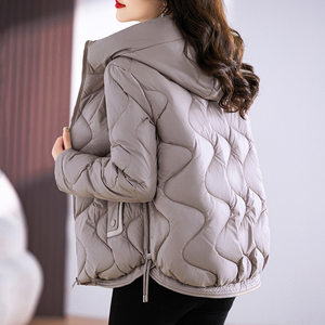 
2023 new women's hooded short thin down cotton jacket for women's women's autumn and winter large-size women's blazer