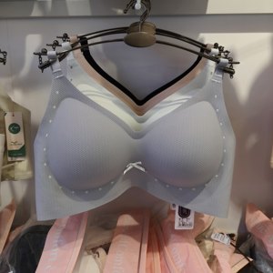 
Qingsue M05 AB Fashion Contrast Color Girly Bra Push Up Fixed Cup Massage Soft Support Threaded Seamless Underwear