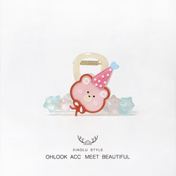 Cute and Fresh High-Top Hat Hair Clip with Small Animals and Stars, Perfect for Summer, Energetic and Versatile, Suitable for Styling the Back of the Head