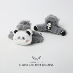 Cute Plush Animal Hair Clip, Sweet Girl Style, Japanese and Korean Autumn and Winter Back-Of-Head Hair Clip, Shark Clip, Furry Hair Accessory