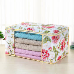 Miaona Thickened Non-Woven Fabric Storage Bag for Clothes, Thick Cotton Quilt Organizing Bag, Transparent Packing Luggage Storage Box