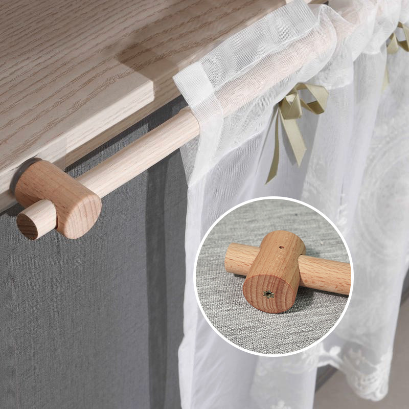 Tringle à Rideaux En Bois Pour Fenêtre Simple De 81,3 à 223,5 Cm De Diamètre - Traitement Décoratif En Bois - Embouts Carrés Imitation Grain De Bois