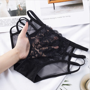 Ultra -thin mesh gauze breathable lace -edge briefs sexy girl seductive low waistless marks, large size, fat MM youth transparent