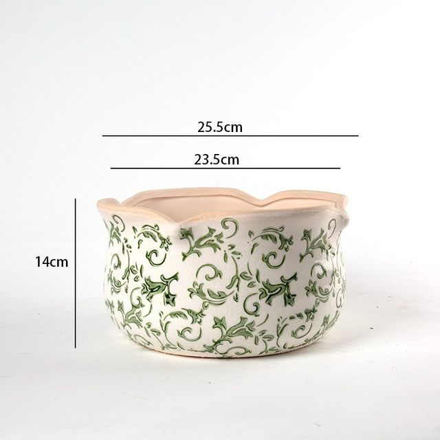 
Central and Northern European creative ceramic ice-cracked potted succulent green plants glazed pots decals retro pastoral home gardening soft decoration