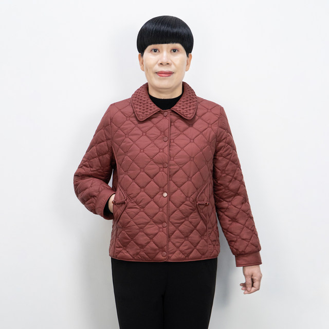 Mother's jacket in her 50s autumn and winter jacket fashionable casual solid color 2025 middle-aged women's jacket cotton thin loose
