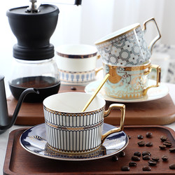 High-End Exquisite English Afternoon Tea Set with Coffee Cup and Saucer, Bone China Cup, Saucer, and Spoon Set, Ceramic Light Luxury
