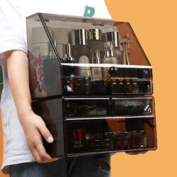 Desktop Storage Box for Lipstick and Skin Care Products, Household Dressing Table Dust-Proof Storage Box, High-End Cosmetics Storage with Lid