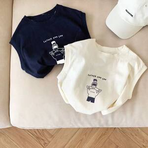 
100% pure cotton children summer cute baby sleeveless T-shirt 2024 cartoon small and medium-sized boys and girls vest tops t