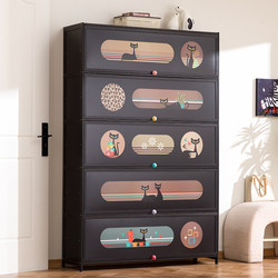 Medieval-Style Shoe Cabinet for Home Use at the Entrance, Multi-Layered Entryway Integrated Wall-Mounted Dust-Proof Shoe Rack Storage Cabinet