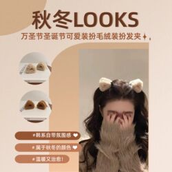 Autumn and Winter Hair Accessories, Furry Cat and Bear Ear Hair Clips for Women, Lamb Wool Cute Plush Hair Accessories, Small Claw Clips