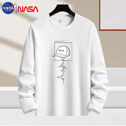 100% Cotton | Nasa Collaboration Autumn and Winter Long-Sleeve T-Shirt for Men, Teenagers, and Students, Loose Fit, Heavy Cotton Top for Layering