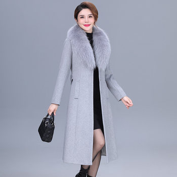 
Fox fur collar fashion high-end mother wool woolen jacket