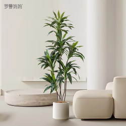 Simulated Green Plants, High-End Light Luxury Artificial Trees, Simulated Plant Potted Plants, Small-Leaf Velvet Indoor Living Room Floor-Standing Ornaments