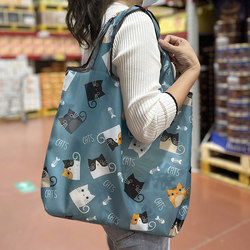 Medium-Sized Foldable Supermarket Eco-Friendly Shopping Bag, Large Capacity Bag, Portable Cartoon Tote Bag, Mom's Grocery Bag